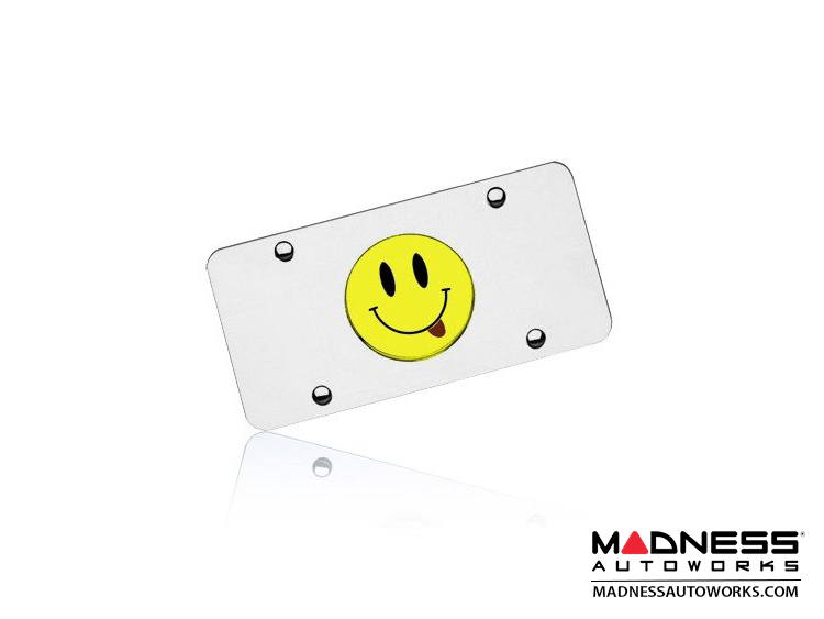 License Plate - Stainless Steel Plate - Smiley Logo with Tongue